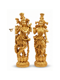 Radha Krishna Golden Idol Set | Luxury God Statue for Home & Temple Decor