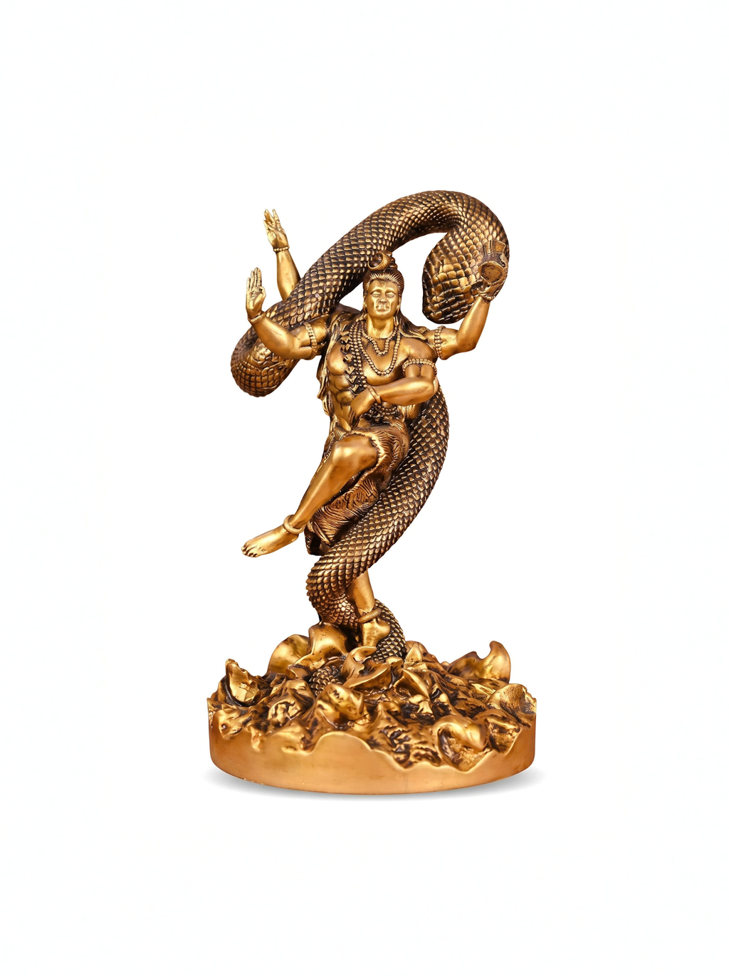 Golden Lord Shiva Nataraj Statue with Serpent – Premium Spiritual Home Decor Showpiece