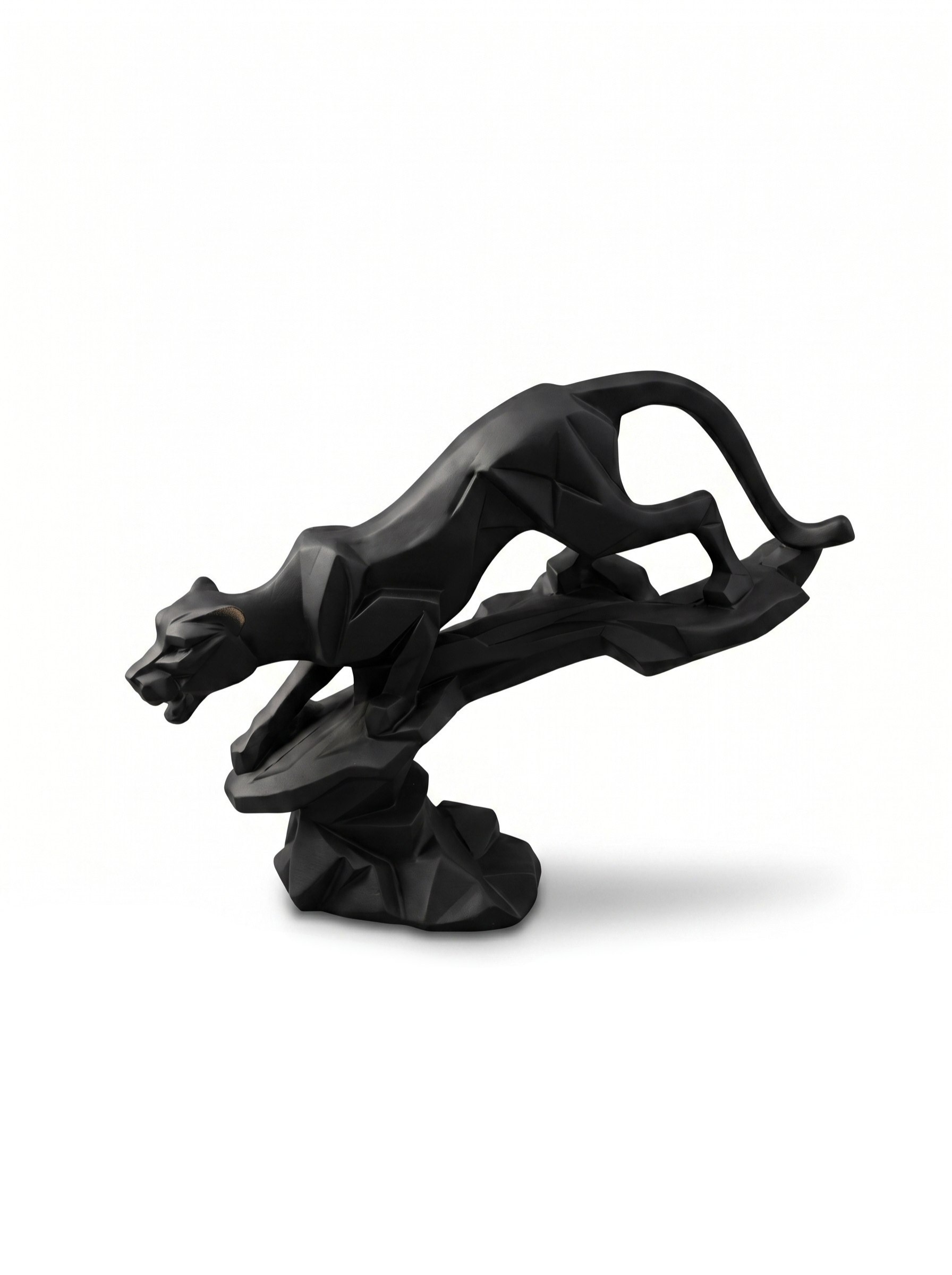 Black Panther Sculpture – Modern Matte Finish Jumping Panther Decor for Home & Office