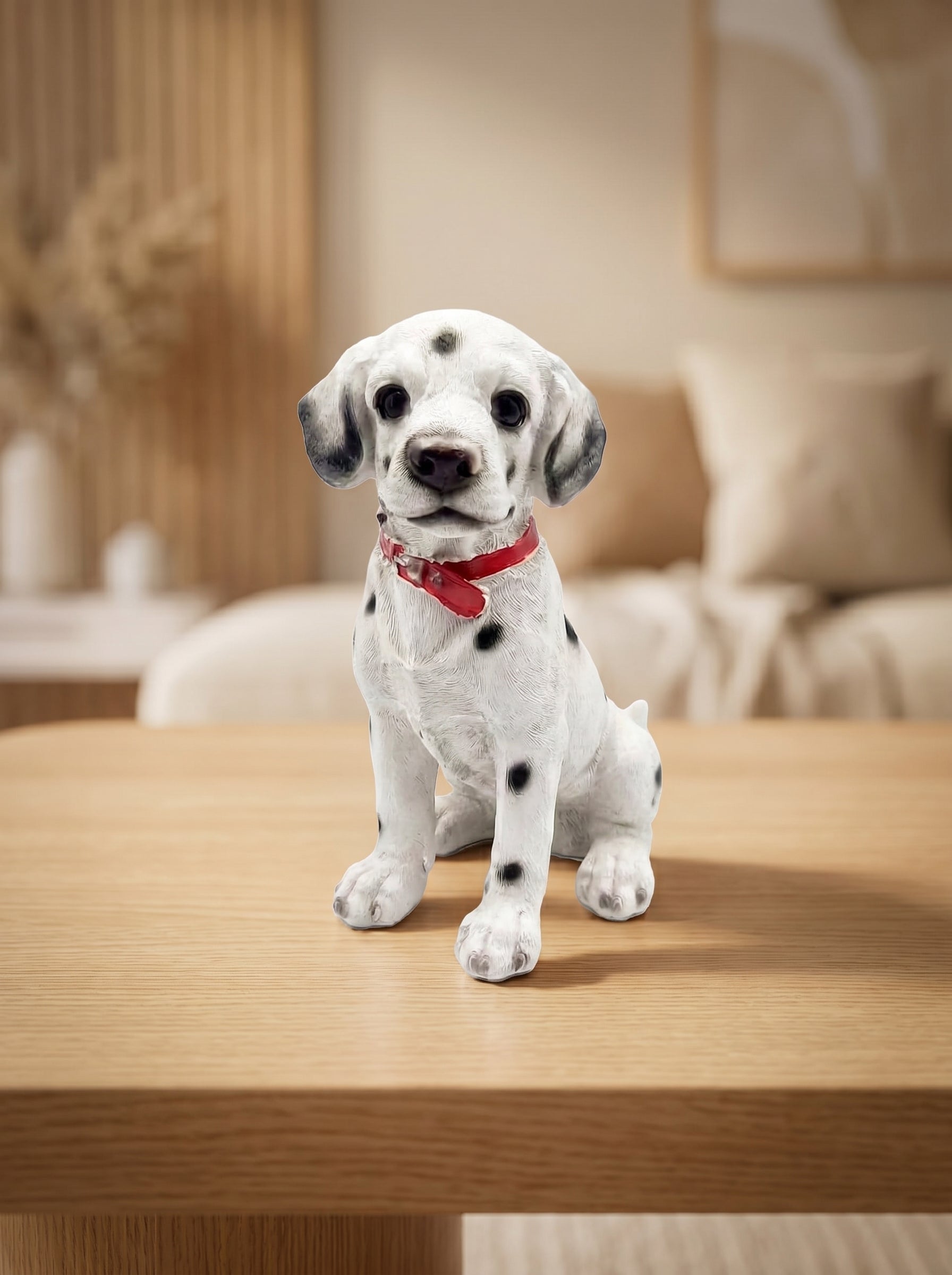Cute Dalmatian Puppy Showpiece – Decorative Dog Figurine with Red Collar