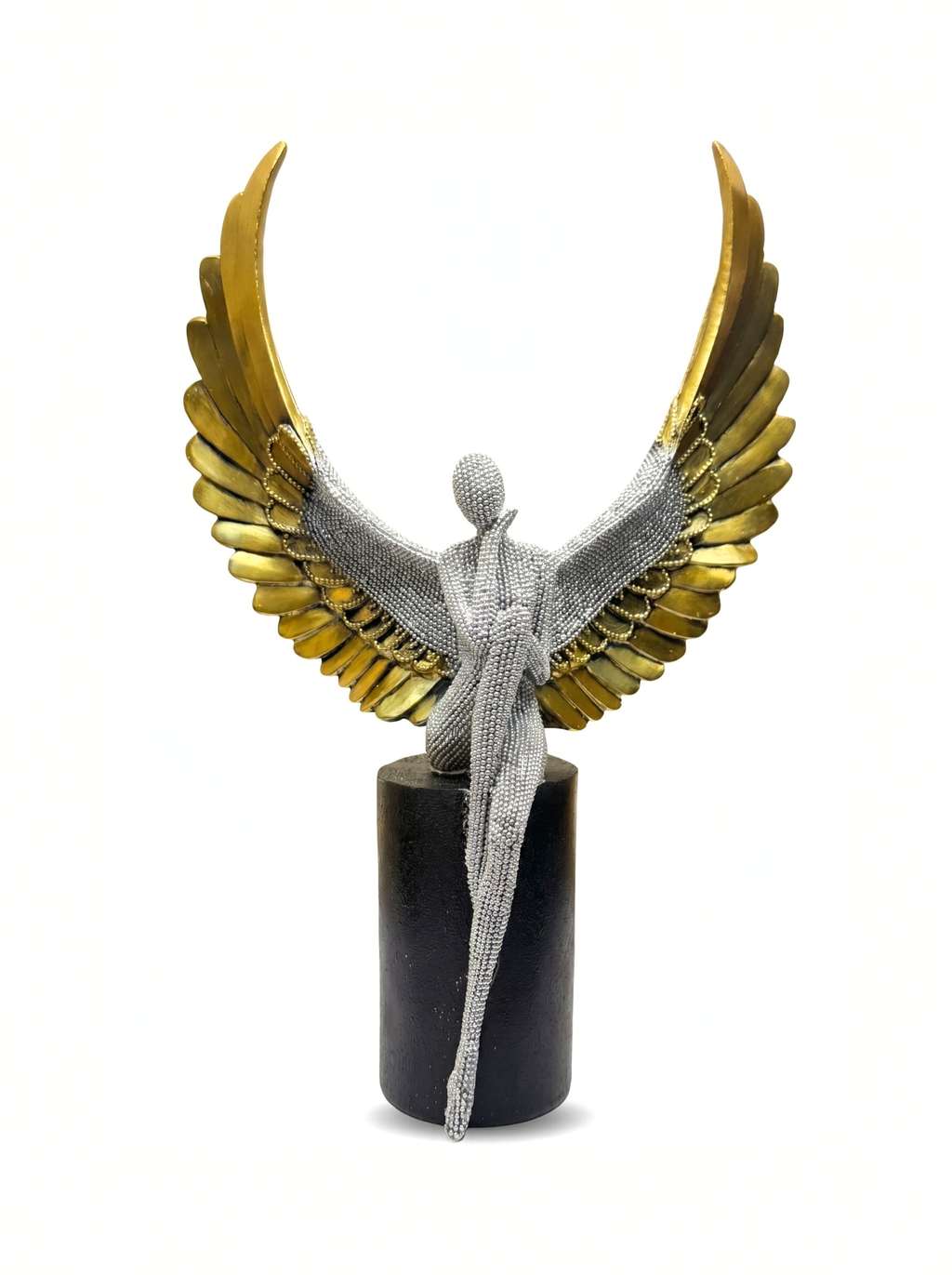 Luxury Crystal Angel Wing Sculpture – Premium Gold & Silver Decor Showpiece