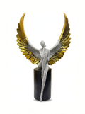 Luxury Crystal Angel Wing Sculpture – Premium Gold & Silver Decor Showpiece