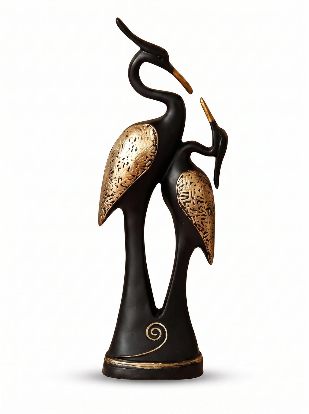 Elegant Crane Couple Showpiece – Black & Gold Modern Home Decor Sculpture