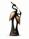Elegant Crane Couple Showpiece – Black & Gold Modern Home Decor Sculpture