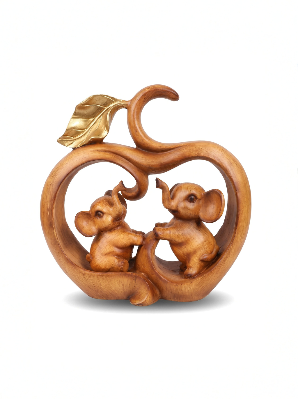 Elephant Love Showpiece – Wooden Finish Couple Decor for Home & Gifts